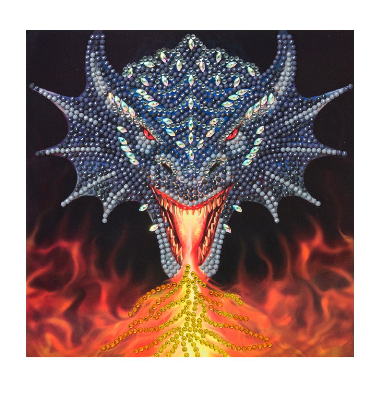 Craft Buddy 18cm DIY Crystal Art / Diamond Painting Card Kit - Dragon Fire  Head 